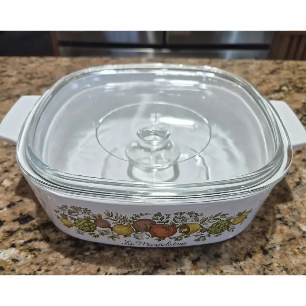 Vintage Corning Ware 2QT Casserole Dish Spice of Life L'Echalote A-2-B w/Lid USA
